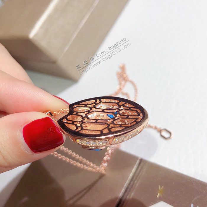 Bvlgari飾品 寶格麗蛇系列白金藍寶石項鏈  zgbq3179